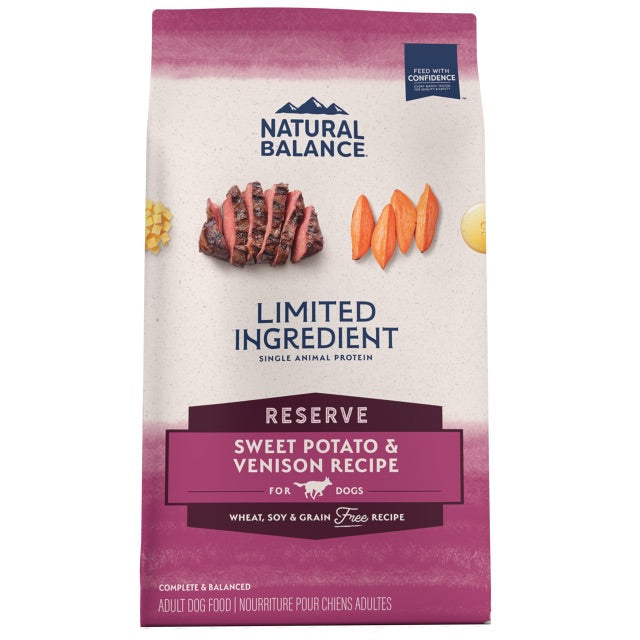 Bag of Natural Balance Limited Ingredient Venison & Sweet Potato dry dog food