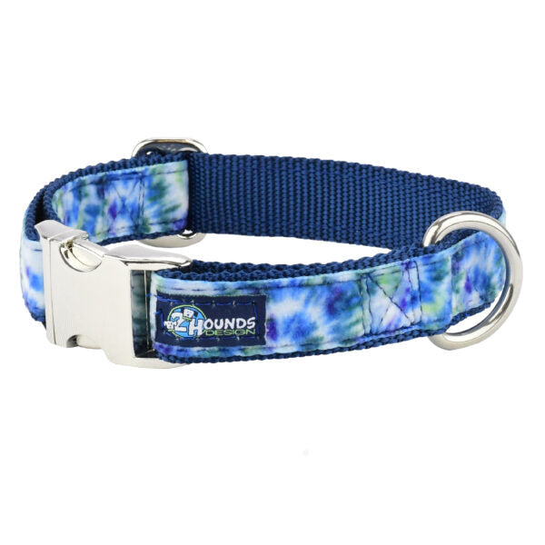 Navy Tie-Dye Velvet Essential Martingale Dog Collar by 2 Hounds Design, sold through Sniff and Shift