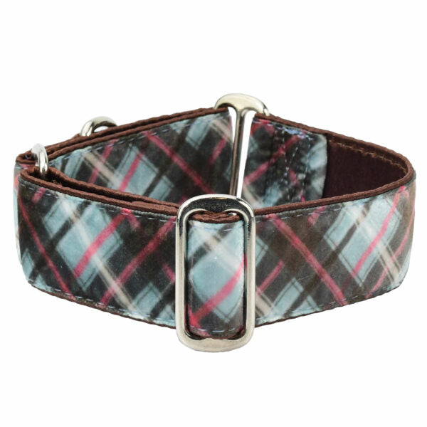 Jane’s Shirt Winter Plaid Elite Velvet Buckle Martingale Dog Collar by 2 Hounds Design, sold through Sniff and Shift