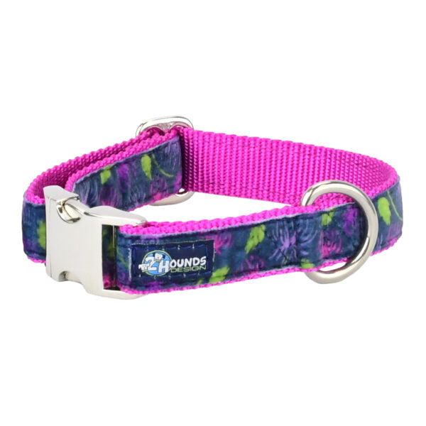 Midnight Dahlia Velvet Essential Martingale Dog Collar by 2 Hounds Design, sold through Sniff and Shift