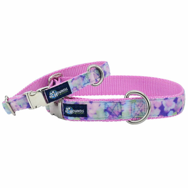 Hydrangea Velvet Essential Martingale Dog Collar by 2 Hounds Design, sold through Sniff and Shift