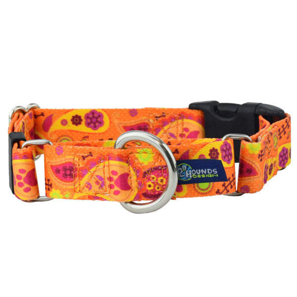 Orange Paisley EarthStyle Buckle Martingale Dog Collar