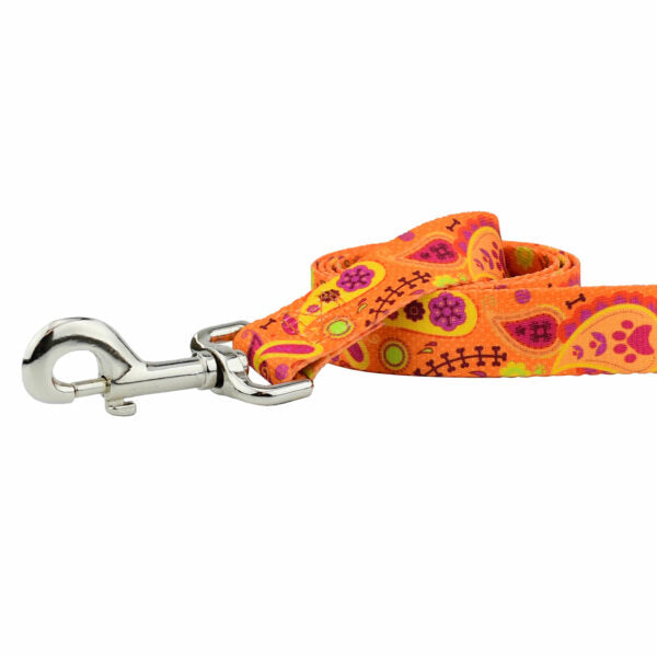 Orange Paisley EarthStyle Dog Leash by 2 Hounds Design, sold through Sniff and Shift
