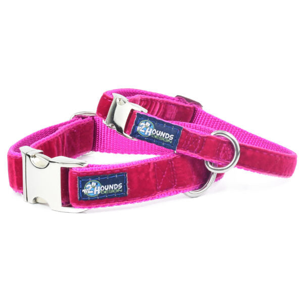 Raspberry Velvet Essential Buckle Martingale Dog Collar by 2 Hounds Design, sold through Sniff and Shift