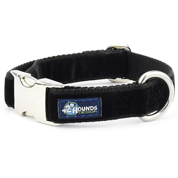 Black Velvet Essential Martingale Dog Collar by 2 Hounds Design, sold through Sniff and Shift