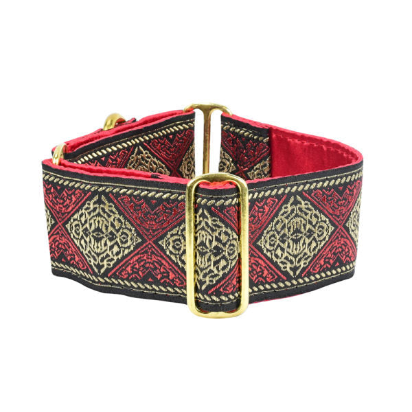 Tribal Red 2″ Wide Martingale Dog Collar by 2 Hounds Design, sold through Sniff and Shift