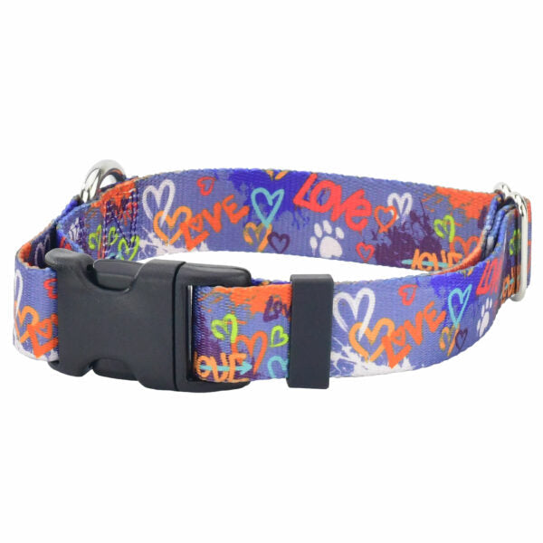 Love Graffiti Blue EarthStyle Dog Collar