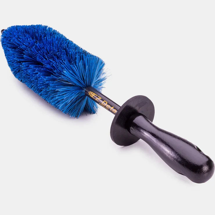 Little EZ Wheel Brush with blue nylex bristles on a dark vinyl coated stem and handle