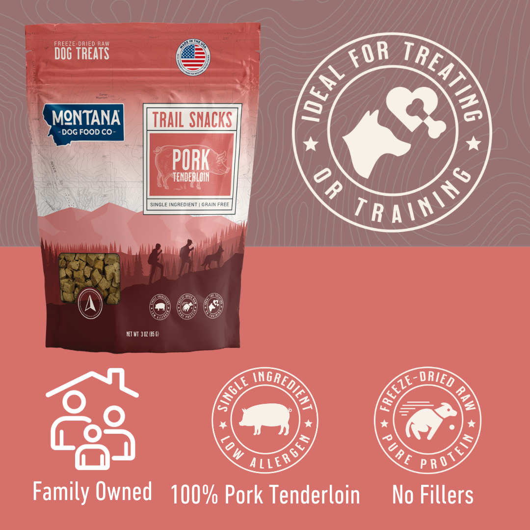 Montana Dog Food Co Pork Tenderloin Trail Snacks, 3 oz Dog Treats
