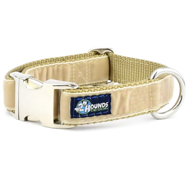 Tan Velvet Essential Dog Collar by 2 Hounds Design, sold through Sniff and Shift