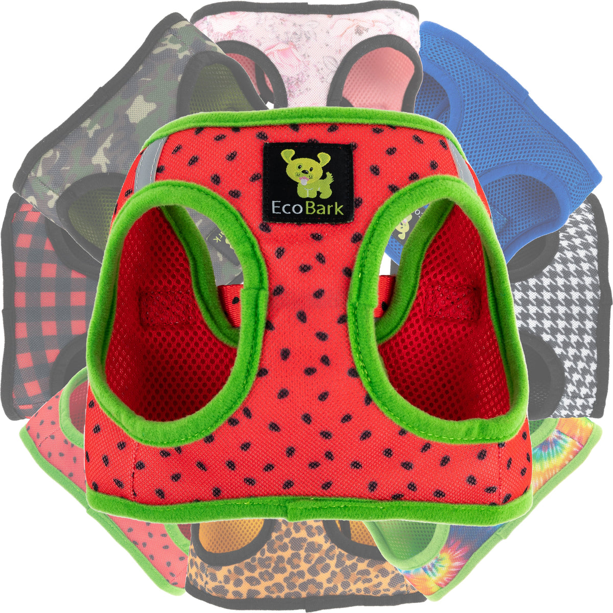 Watermelon Step-In Dog Harness, Reflective Mesh, Teacup to XL