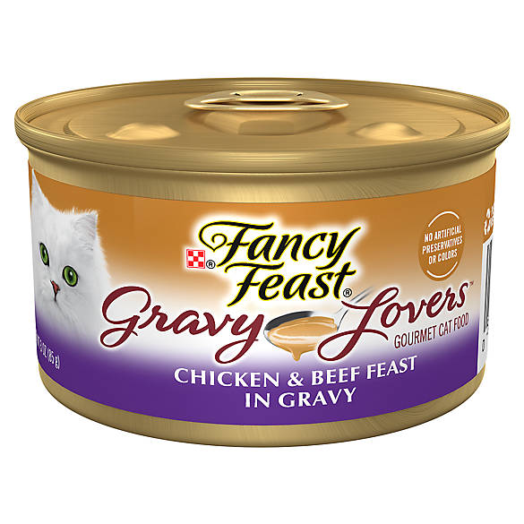 Fancy Feast chicken and beef pâté cat food in gravy wet cat food, 3 ounce can