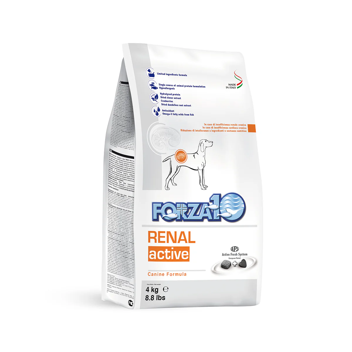 8.8 lb bag of Forza10 Active Renal anchovy dry dog food