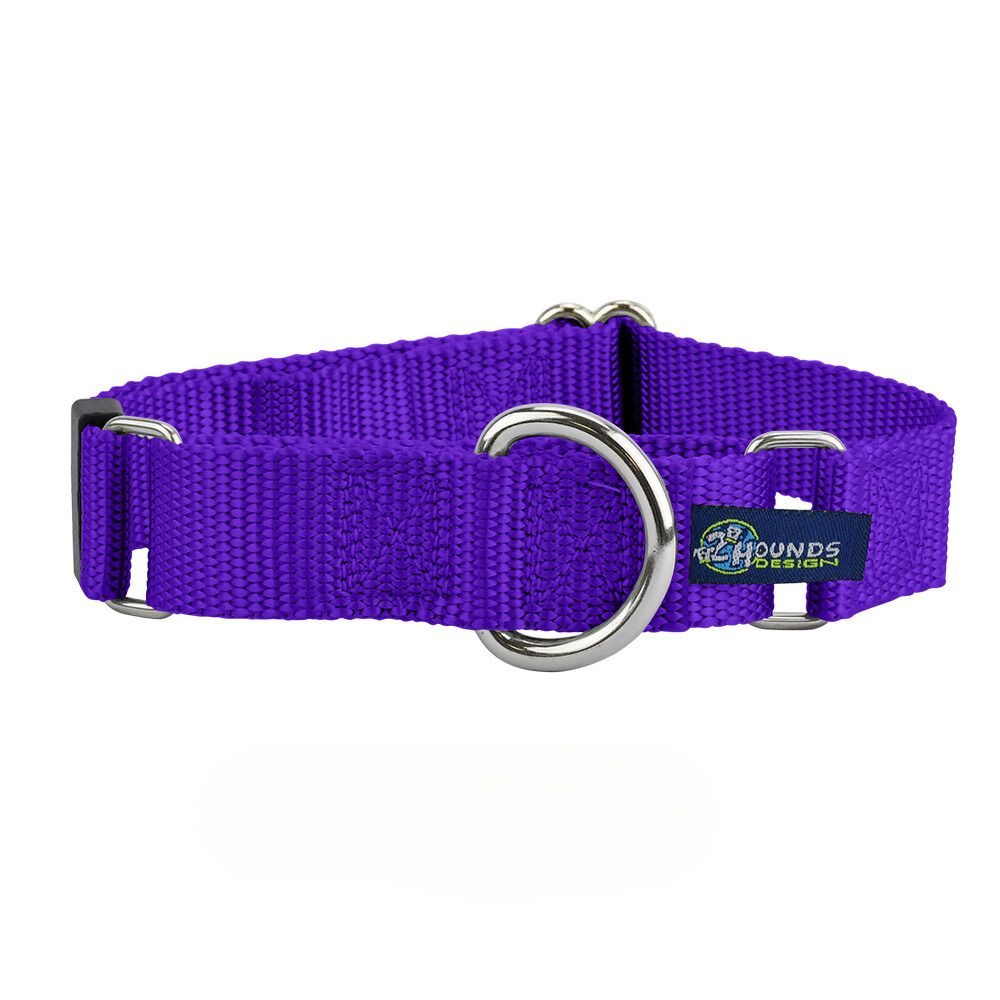 Purple Nylon Martingale Dog Collar 5/8″ and 1″ by 2 Hounds Design, sold through Sniff and Shift