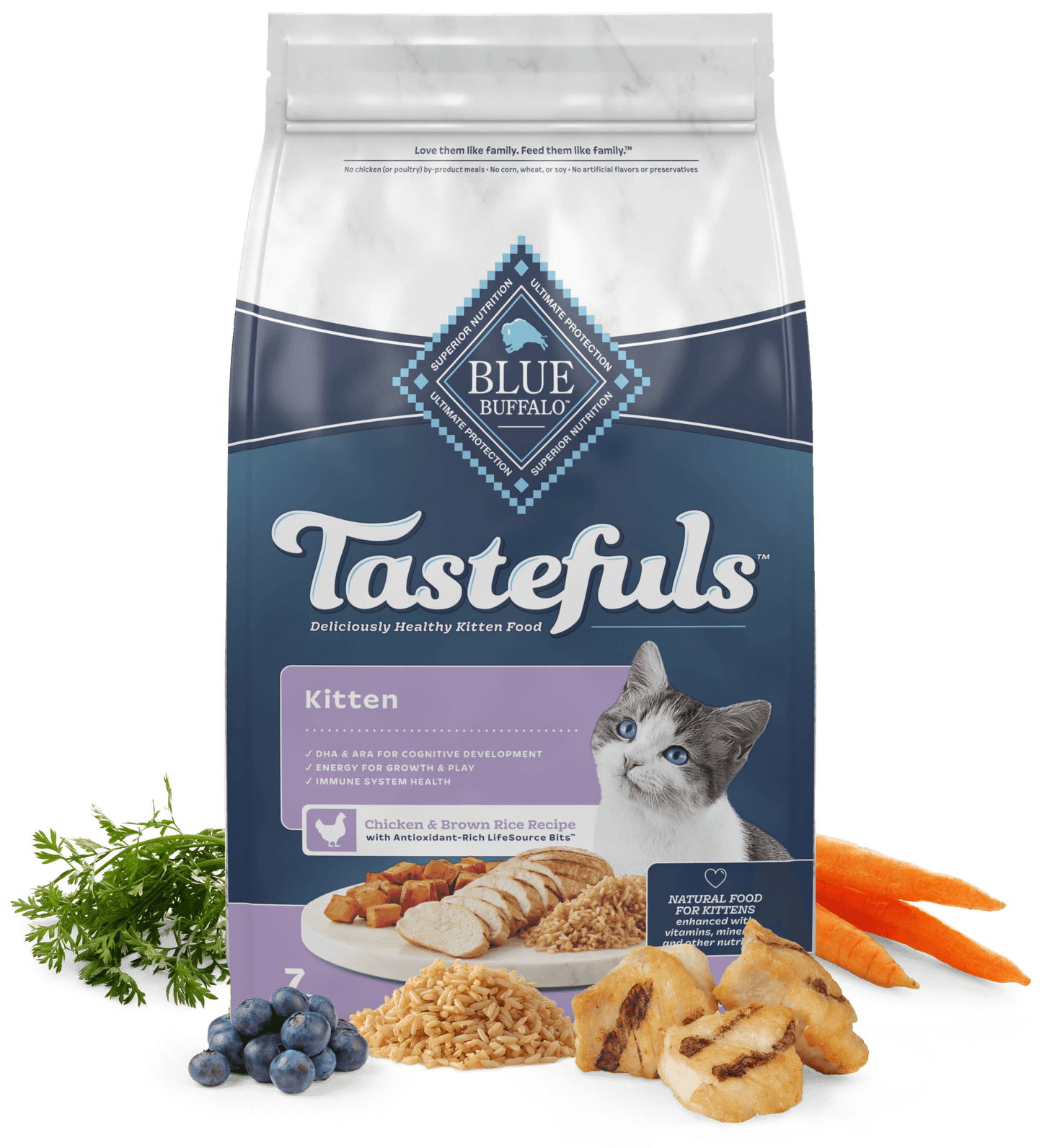 Blue Buffalo Tastefuls Kitten Chicken & Brown Rice dry cat food bag
