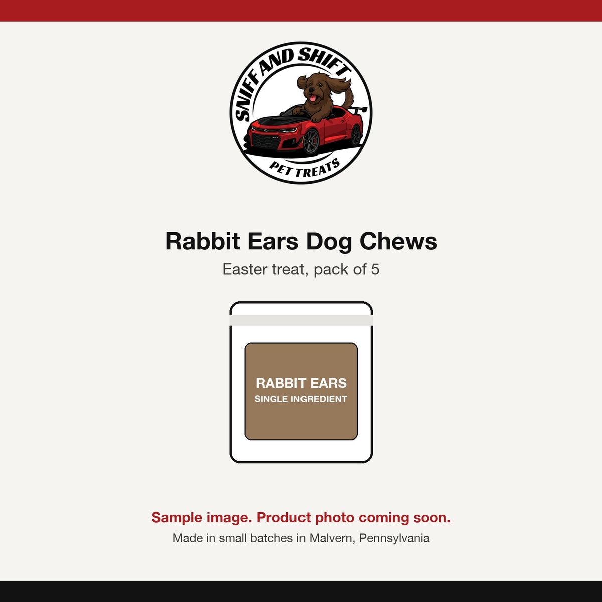 Rabbit ears dog chews, pack of five, sample image