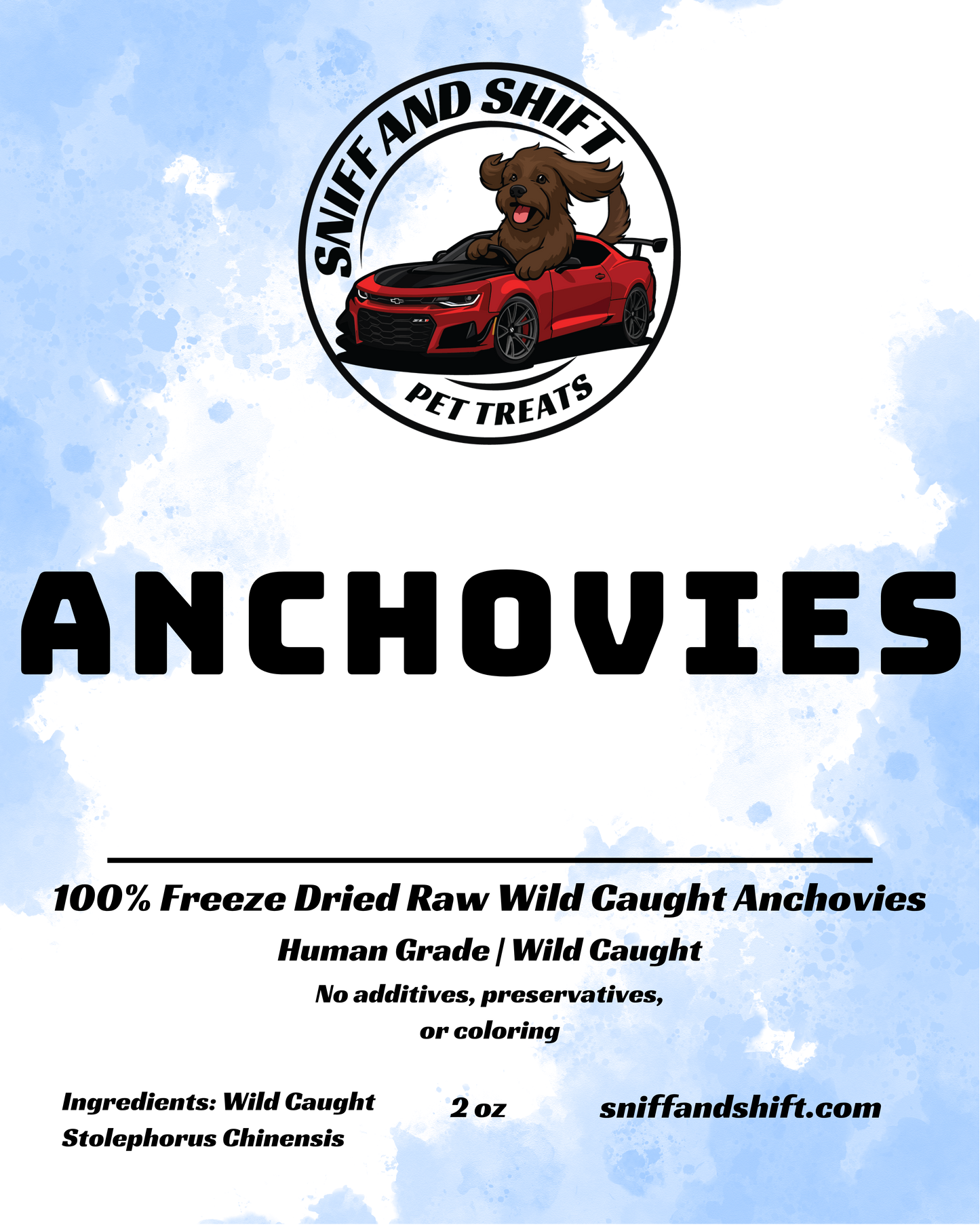 Freeze-dried wild-caught anchovies dog treats by Sniff and Shift – single-ingredient, high-protein treats for dogs and cats