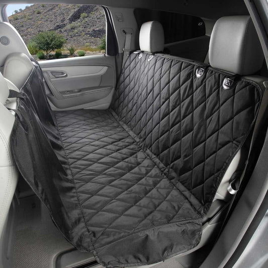 4Knines black rear seat cover with hammock panel fitted across a car back seat