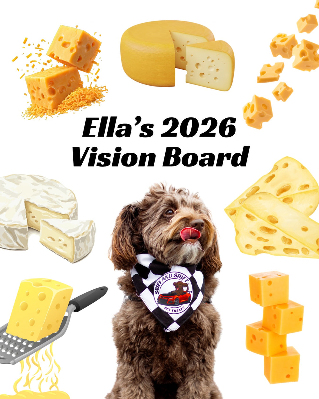 Ella’s 2026 vision board definitely has a theme, Sniff and Shift on Instagram