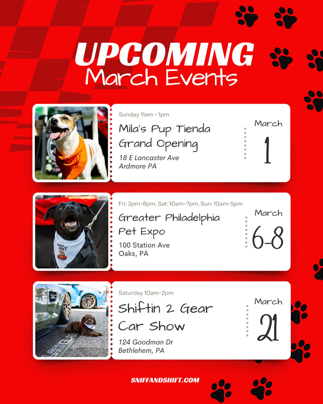 We’re kicking off March with some exciting events on the calendar, Sniff and Shift on Instagram