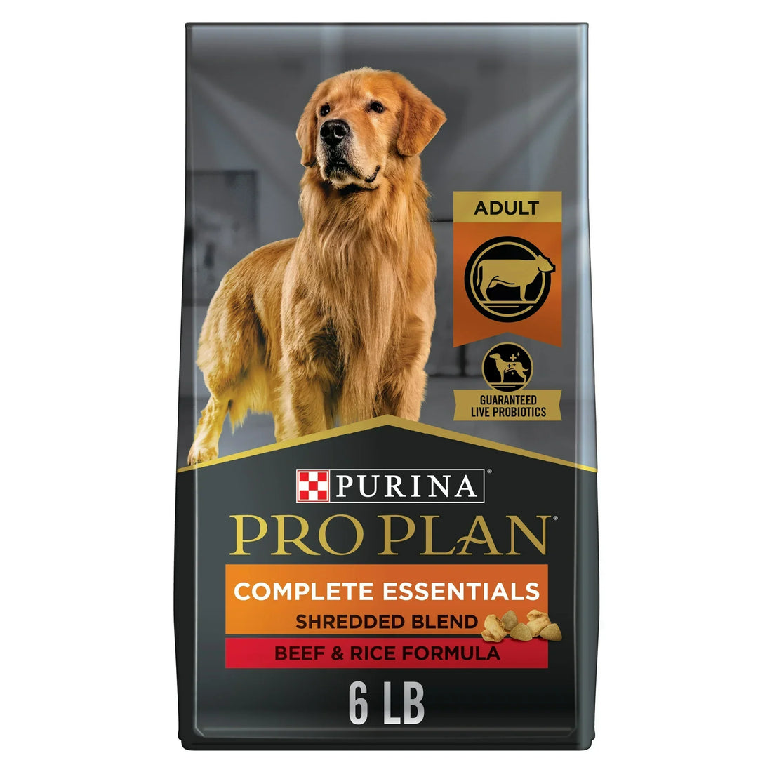 Pro Plan Adult Complete Essentials Shredded Blend Beef & Rice Dry Dog Food bag
