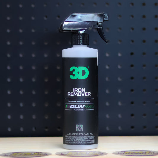 3D GLW Iron Remover pint spray bottle with a black trigger and green 3D logo