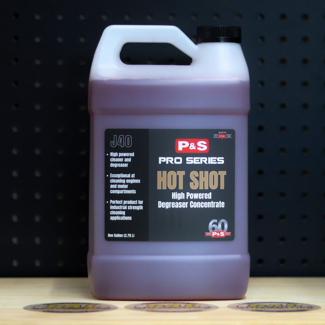 P&S Hot Shot High Power Degreaser Concentrate gallon jug with a black Pro Series label