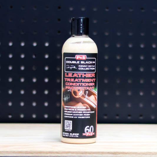 P&S Leather Treatment pint bottle of cream conditioner with a black Double Black label