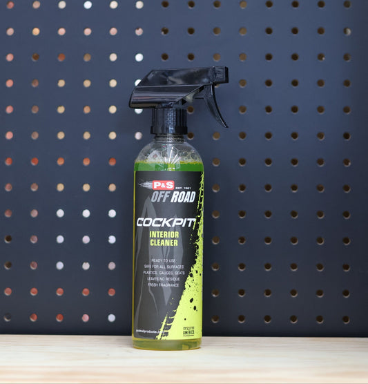 P&S Cockpit Interior Cleaner pint trigger spray bottle with yellow liquid and a black Off Road label