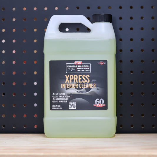 P&S Xpress Interior Cleaner one gallon jug of pale green liquid with a black Double Black label and carry handle