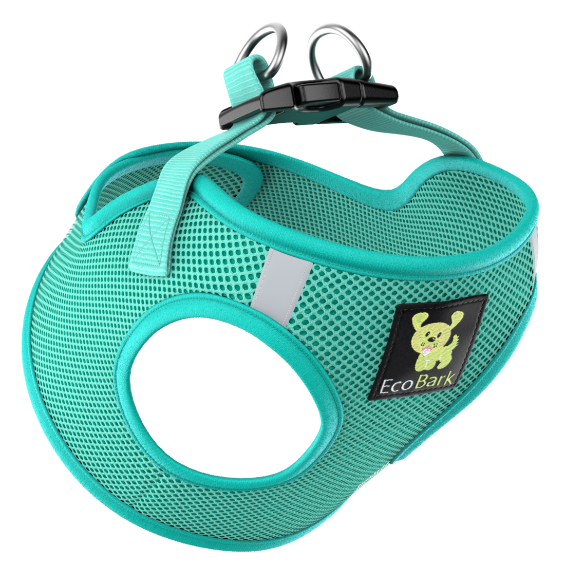 EcoBark mint turquoise step-in mesh dog harness, sized from XXXS for teacup and toy breed dogs