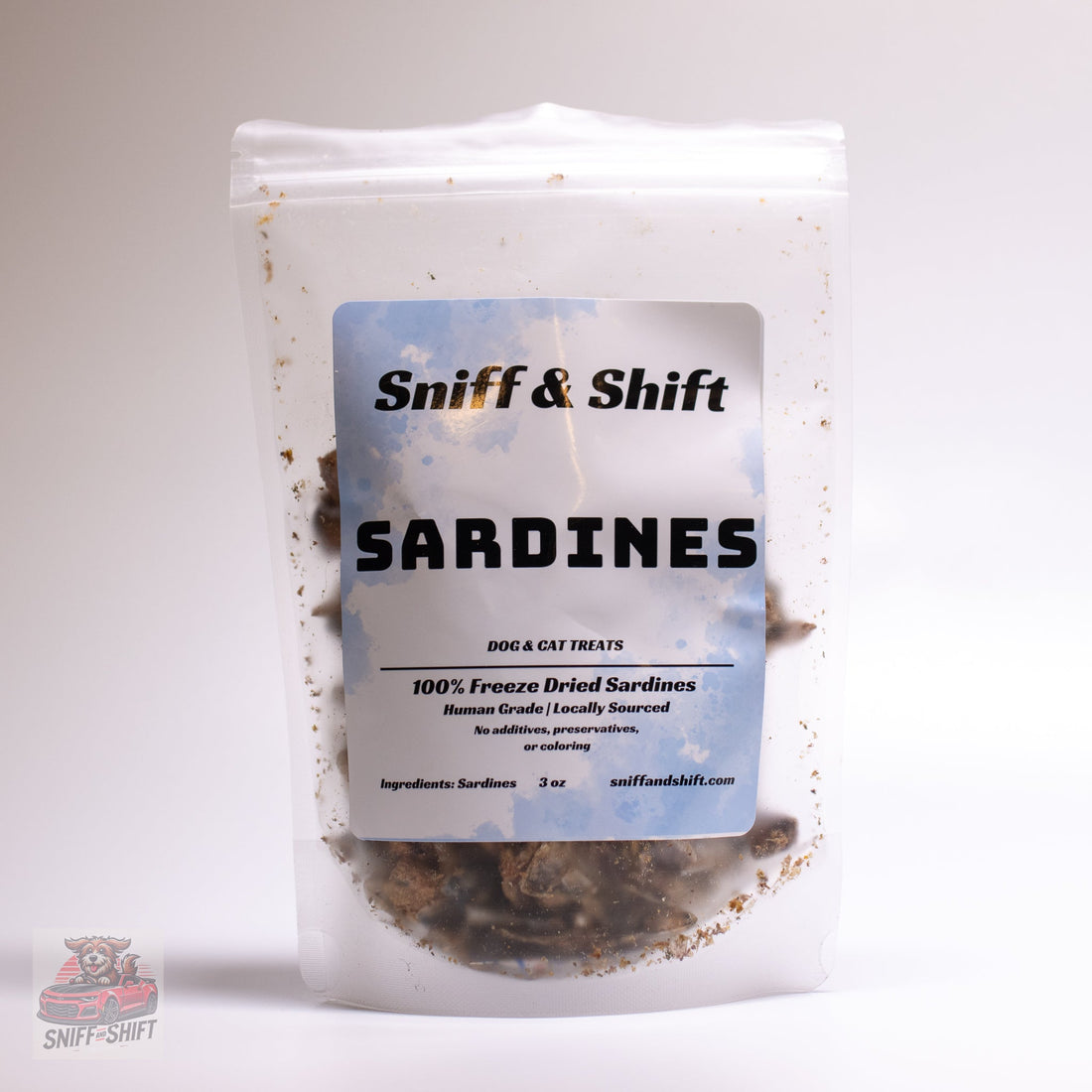 Freeze-dried sardines, a lightweight shelf-stable travel treat for cats
