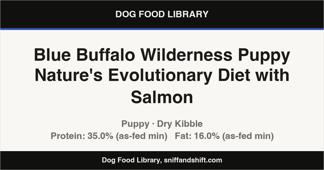 Spec card for Blue Buffalo Wilderness Puppy Nature's Evolutionary Diet with Salmon: Dry Kibble, Puppy