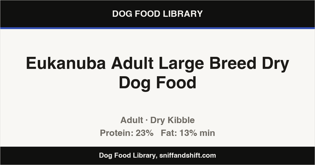 Spec card for Eukanuba Adult Large Breed Dry Dog Food: Dry Kibble, Adult