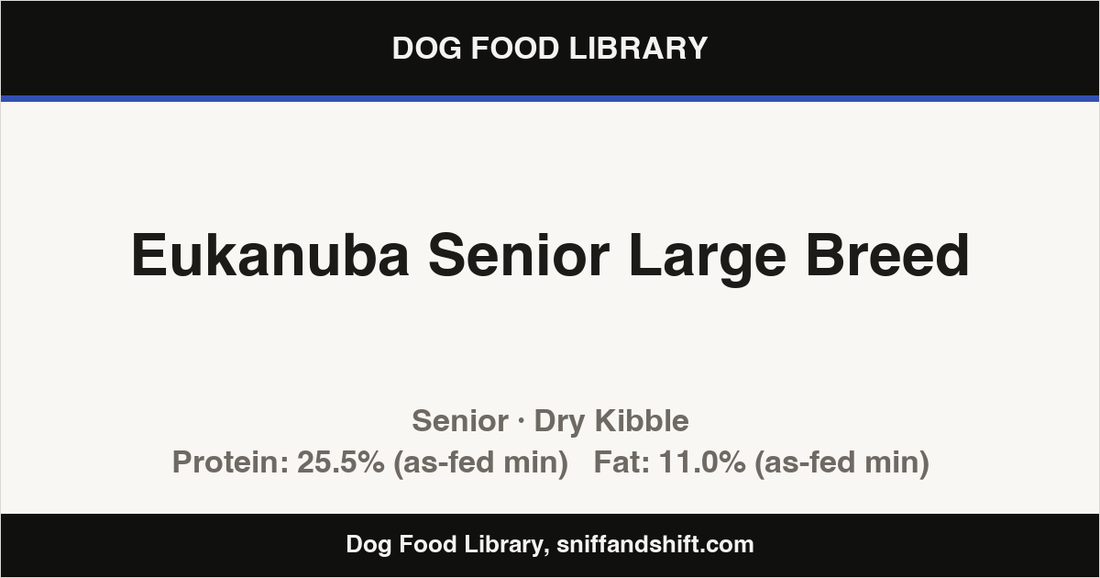 Spec card for Eukanuba Senior Large Breed: Dry Kibble, Senior