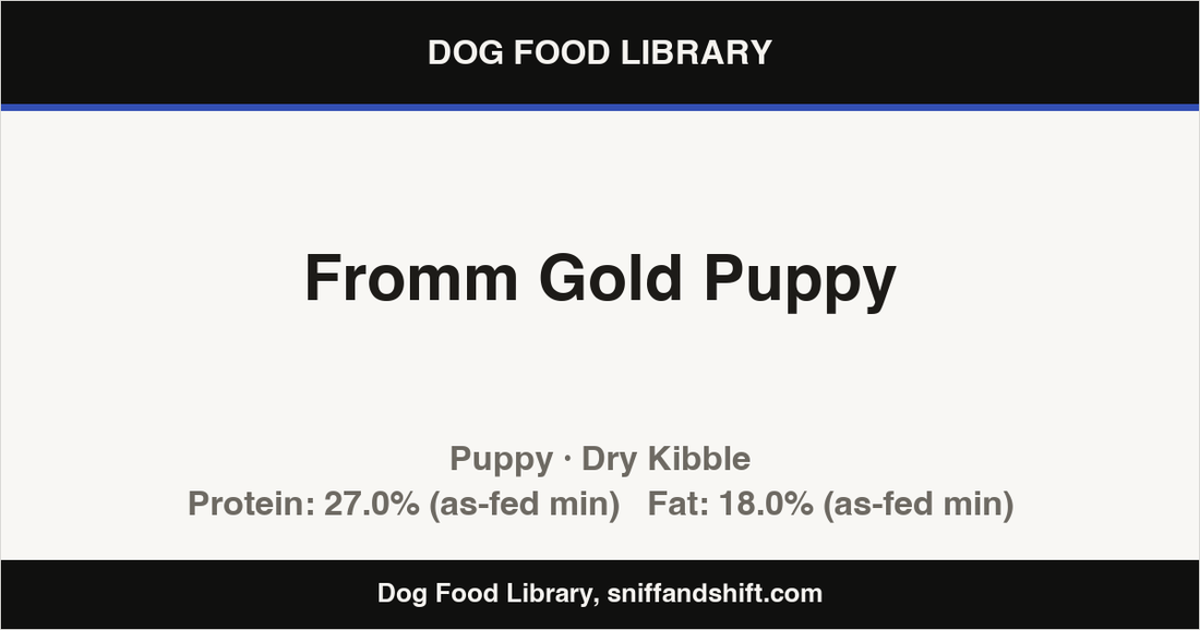 Spec card for Fromm Gold Puppy: Dry Kibble, Puppy