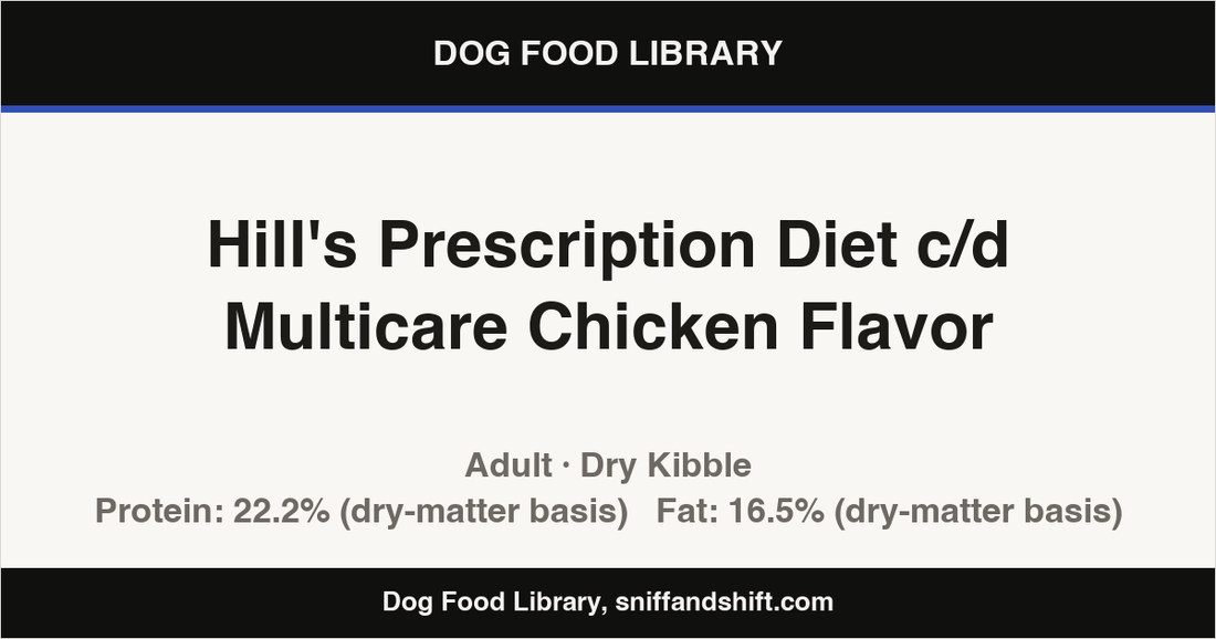 Spec card for Hill's Prescription Diet c/d Multicare Chicken Flavor: Dry Kibble, Adult