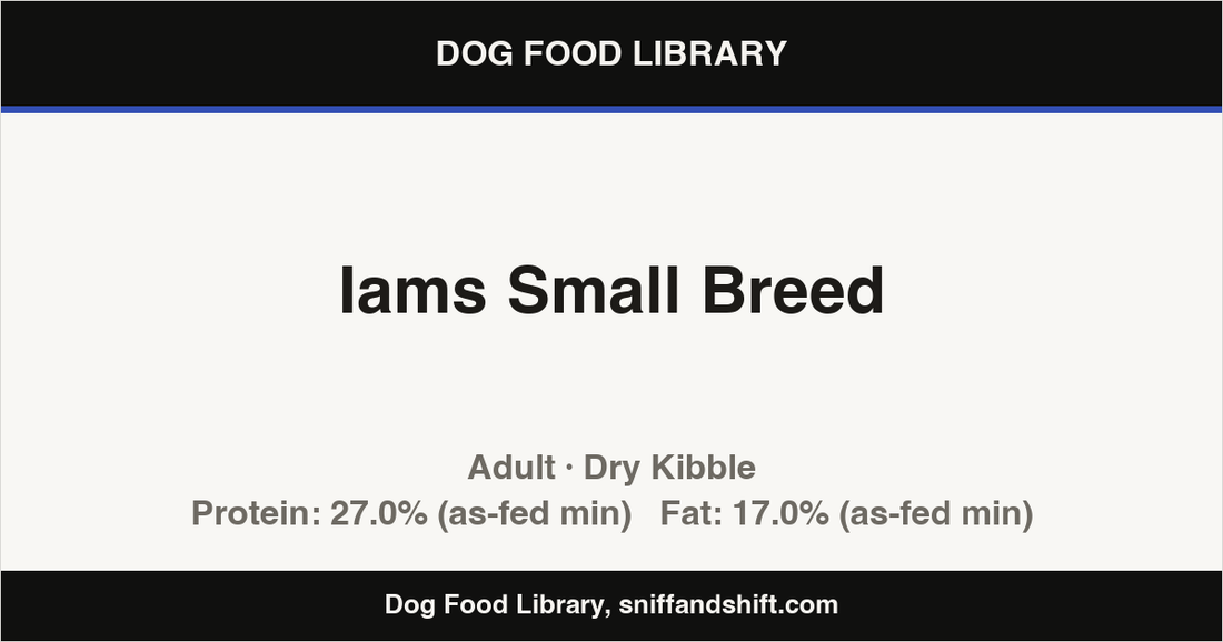 Spec card for Iams Small Breed: Dry Kibble, Adult