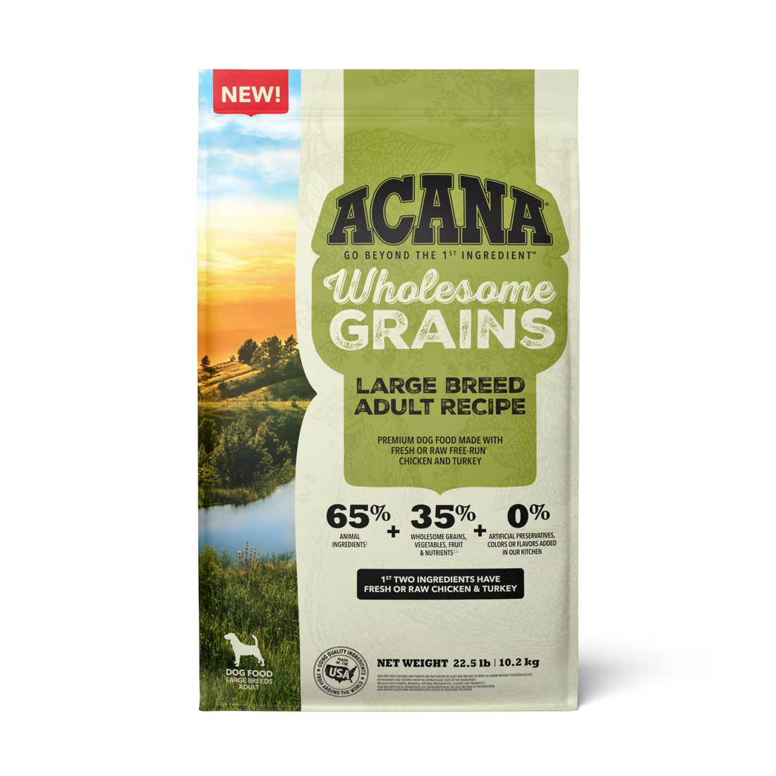 Acana Wholesome Grains Large Breed Dry Dog Food (22.5lb) bag