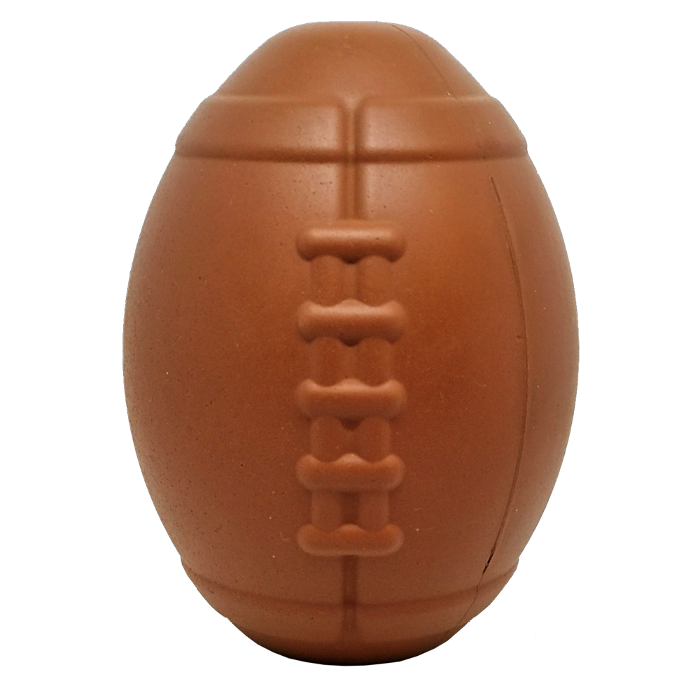SodaPup large brown rubber football chew toy and treat dispenser