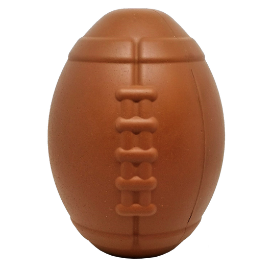 SodaPup large brown rubber football chew toy and treat dispenser