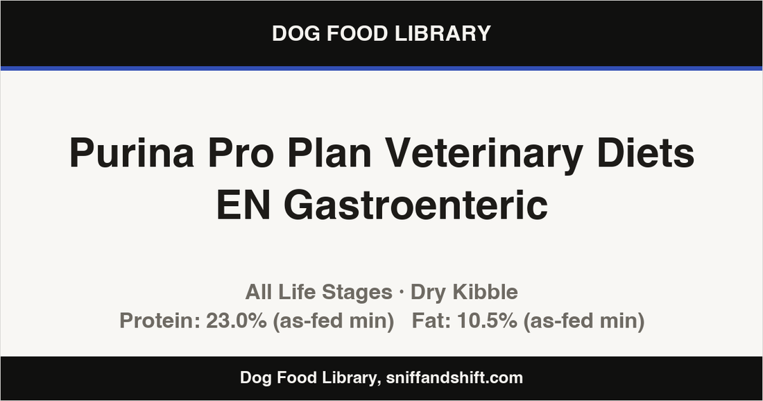 Spec card for Purina Pro Plan Veterinary Diets EN Gastroenteric: Dry Kibble, All Life Stages