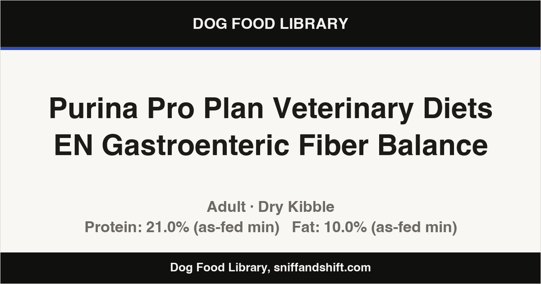 Spec card for Purina Pro Plan Veterinary Diets EN Gastroenteric Fiber Balance: Dry Kibble, Adult