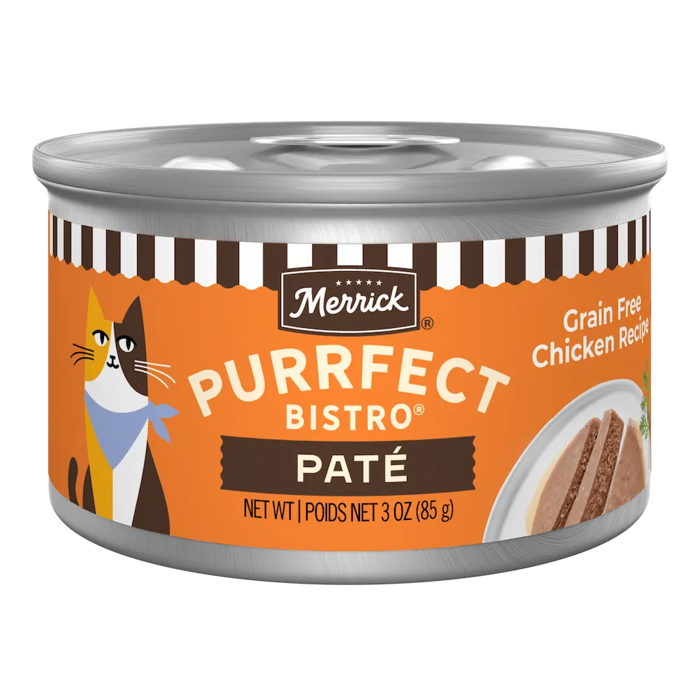 Merrick Purrfect Bistro Chicken Pate cat food can, 3 oz