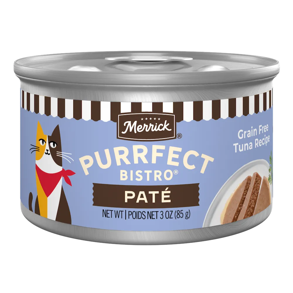 Merrick Purrfect Bistro Tuna Pate cat food can, 3 oz
