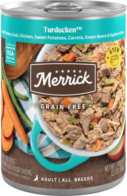 Can of Merrick Grain Free Turducken wet dog food