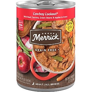 Can of Merrick Grain Free Cowboy Cookout wet dog food