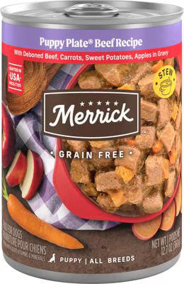Merrick Grain Free Puppy Plate Beef canned puppy food, 12.7 oz can