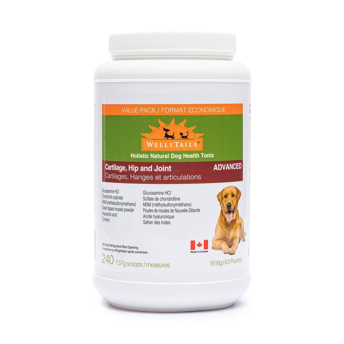 WellyTails Cartilage, Hip & Joint ADVANCED powder tub for dogs