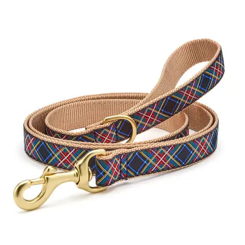 Black Tartan Dog Lead, 5 Feet, Wide 1 Inch, Lucky Dog Pet Company, sold through Sniff and Shift